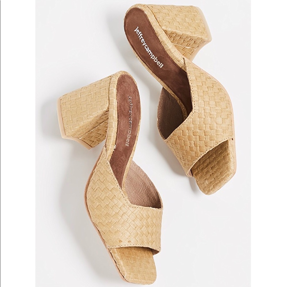 Jeffrey Campbell Block Slides Raffia 6.5